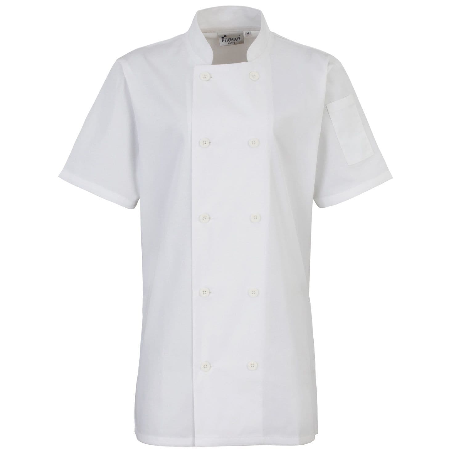 Premier Men's Short Sleeve Chefs Jacket Chefswear in White | Size: Medium