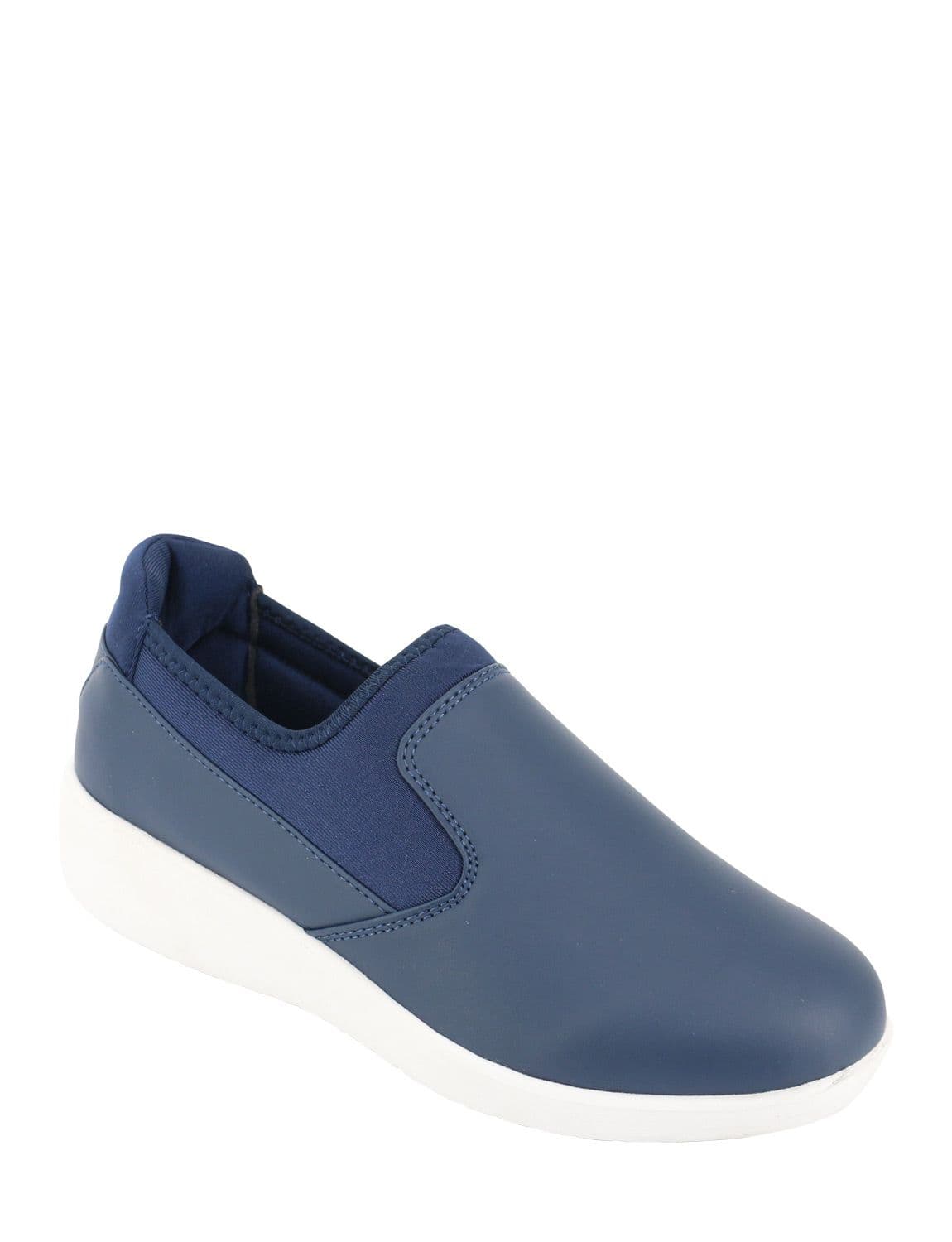 Truflex Women's Wide EE Fit Slip On Memory Foam Leisure Shoe - Lightweight & Elastic in Navy | Size: 5