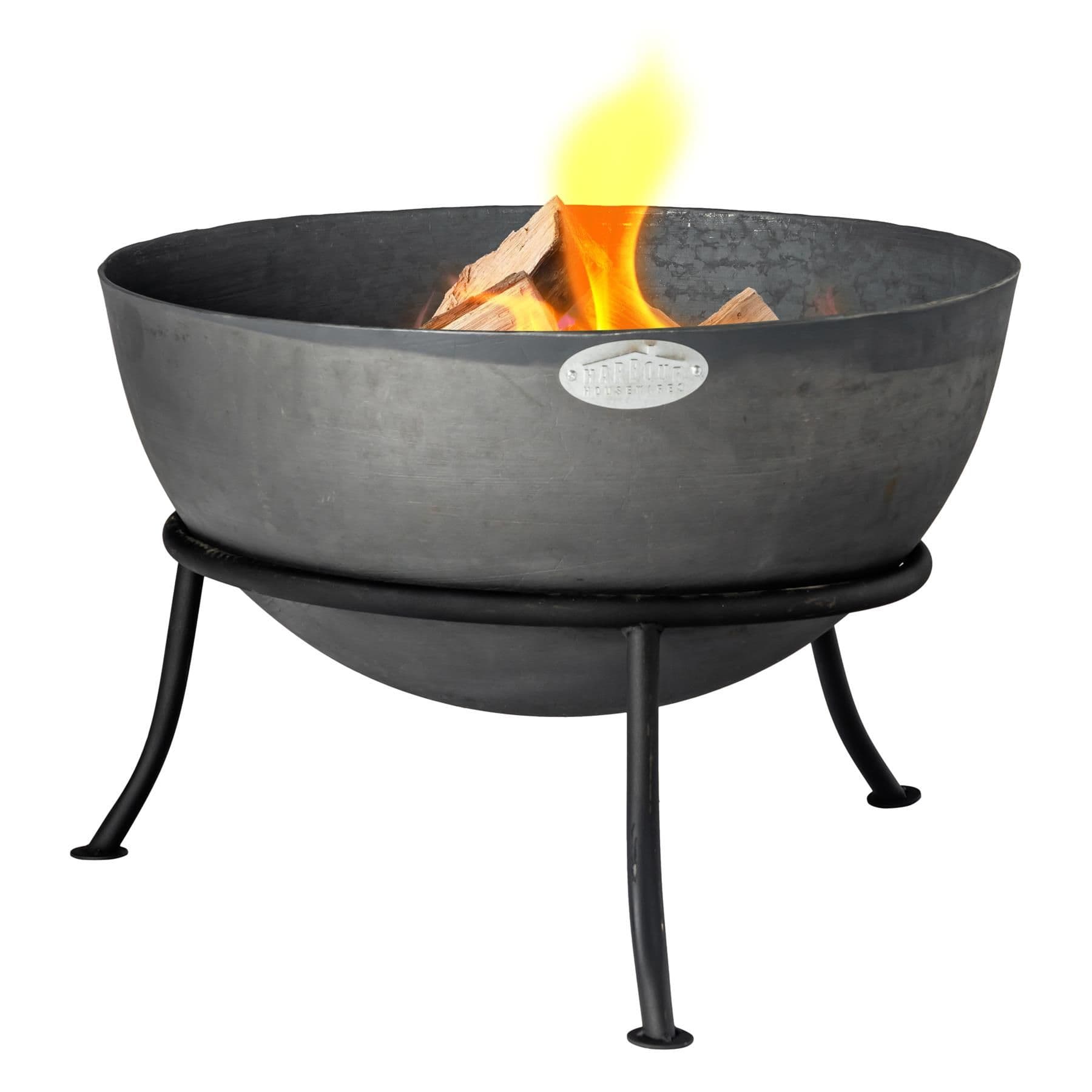 Harbour Housewares 60cm Steel Fire Pit - Outdoor Garden Patio Fire Bowl Brazier Heater in Black