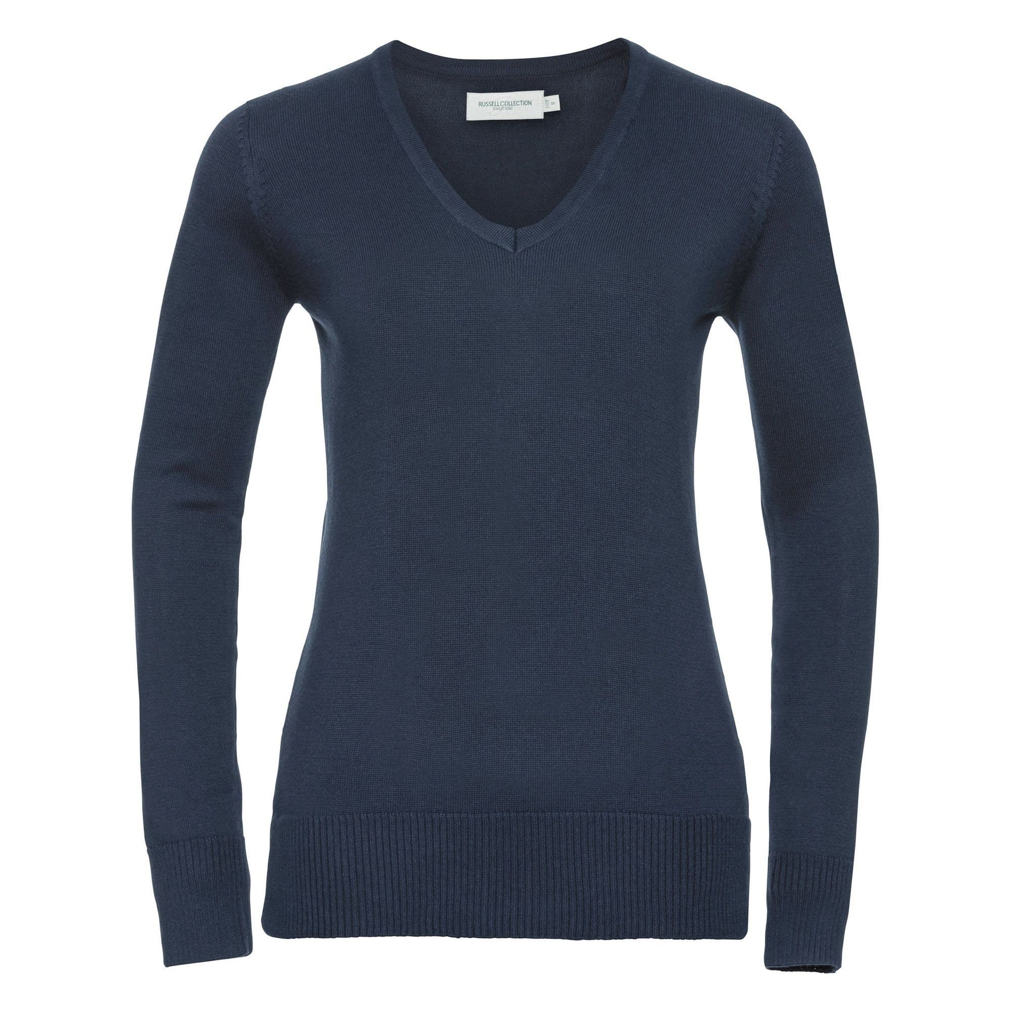 Russell Women's Collection V-Neck Knitted Pullover Sweatshirt in Navy | Size: 4XL