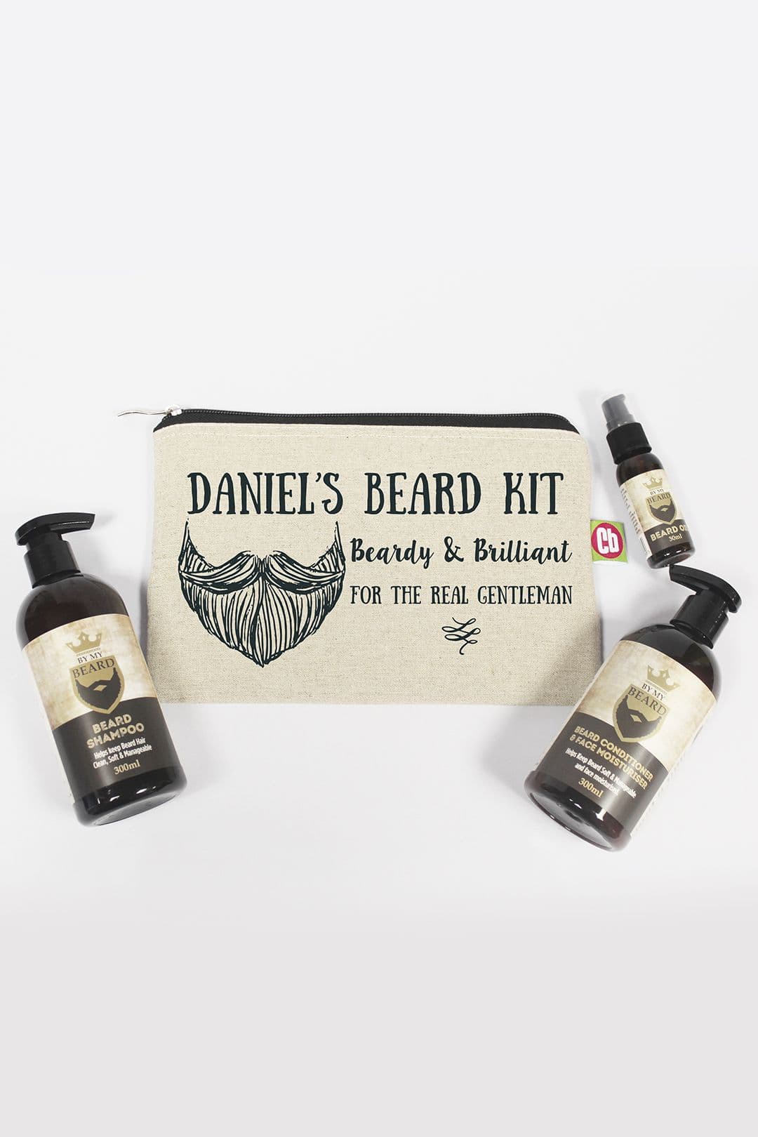 Personalised Memento Company Men's Beard Grooming Set in Black