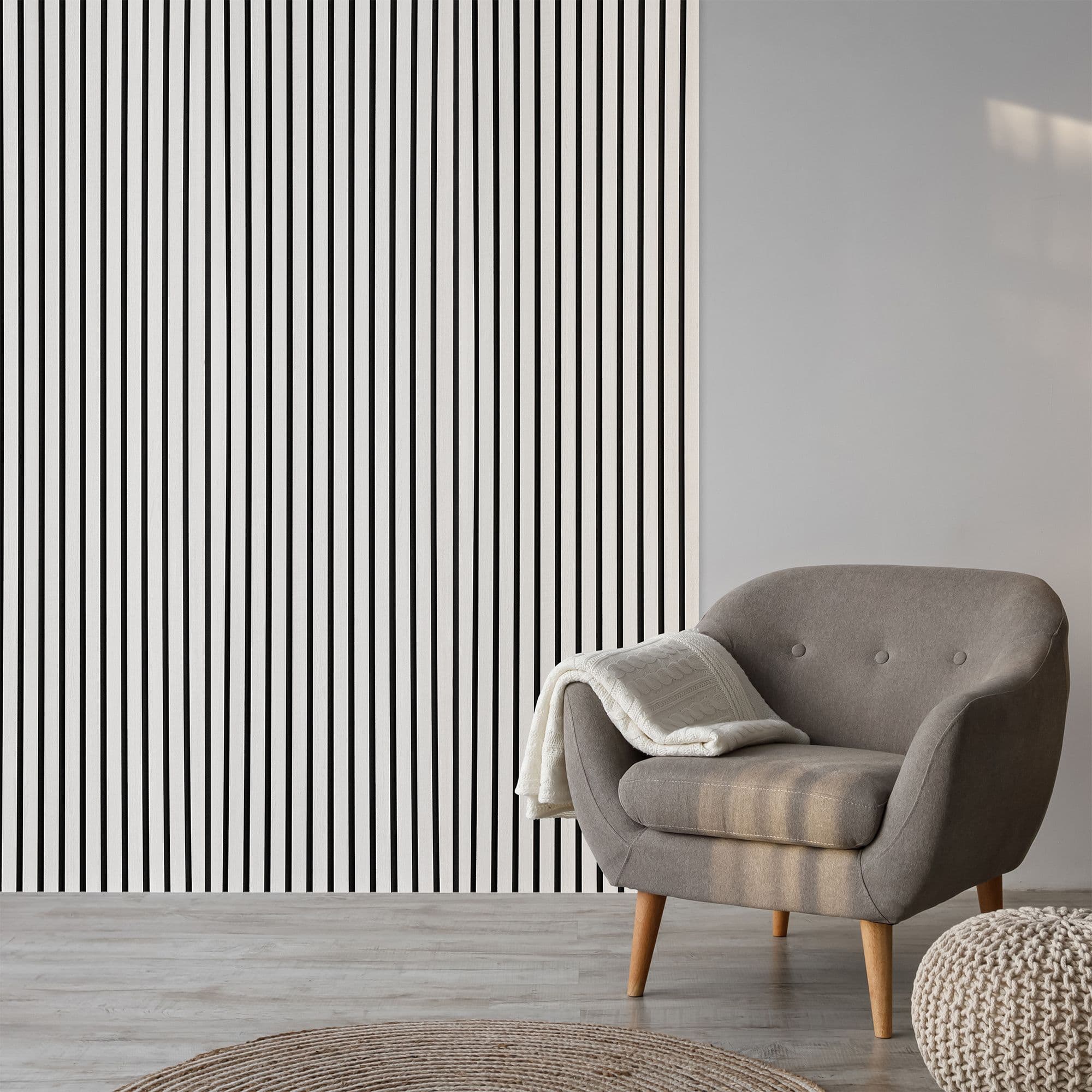 Fuse Acoustic Wall Panels Acoustic Wooden Wall Panel in White Oak, 2.4m x 0.6m in Grey