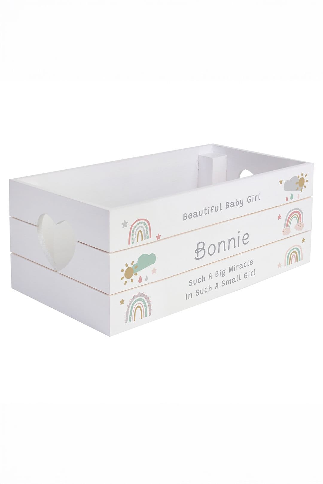 Personalised Memento Company Women's Personalised Rainbow White Wooden Crate
