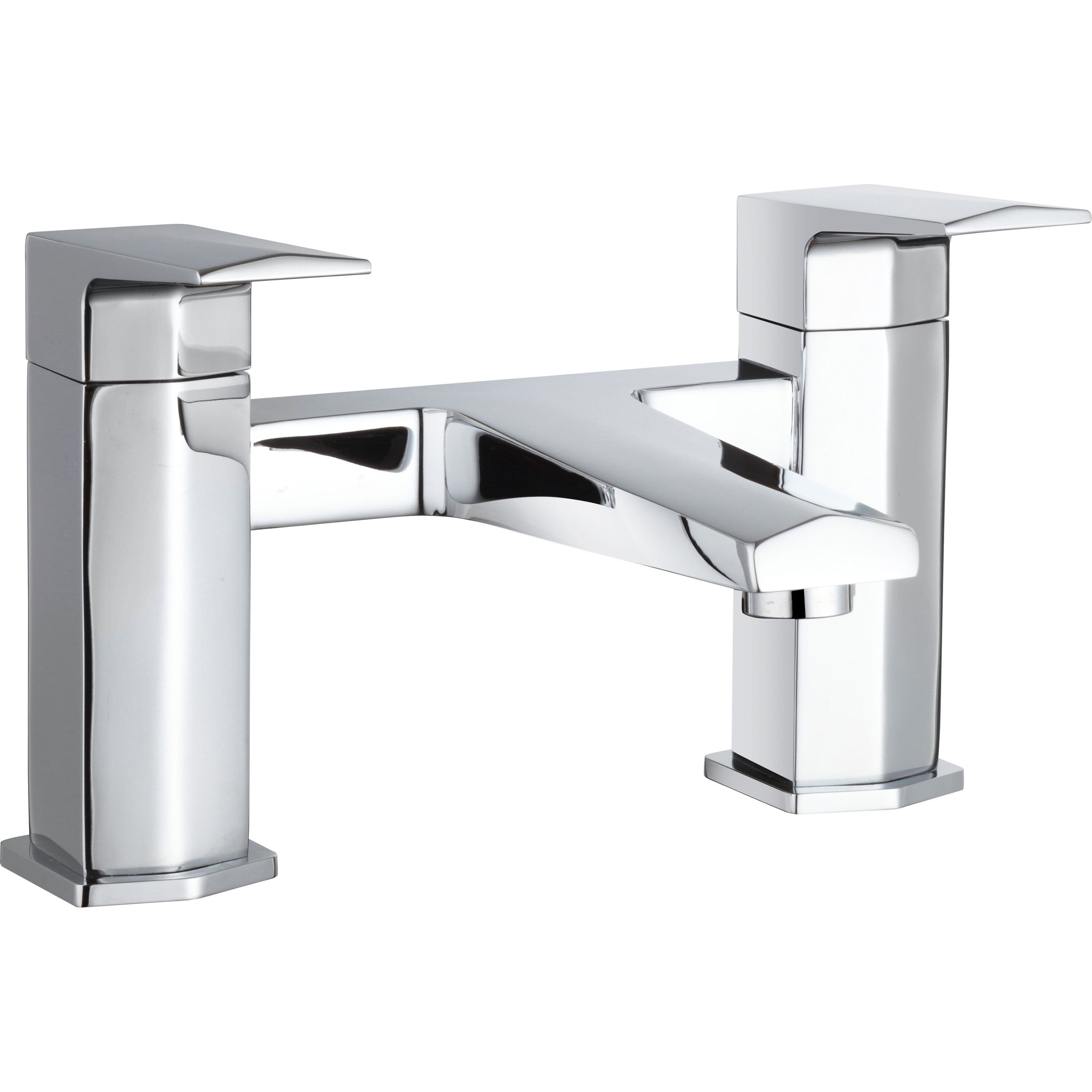 Balterley Square Bath Filler Tap, Dual Lever Mixer Waterfall Spout - Chrome in Silver