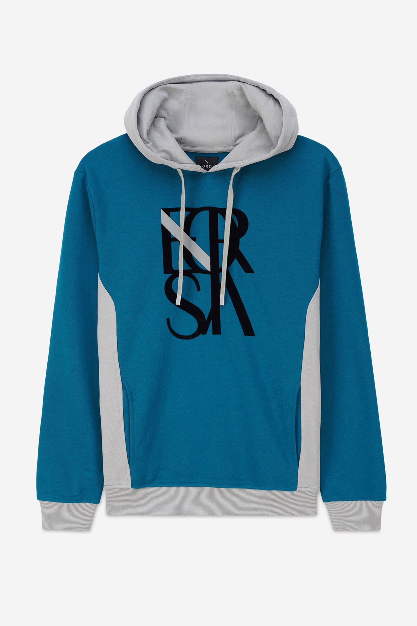 Enorsia Men's Flock Print Overhead Hoodie in Blue | Size: Medium