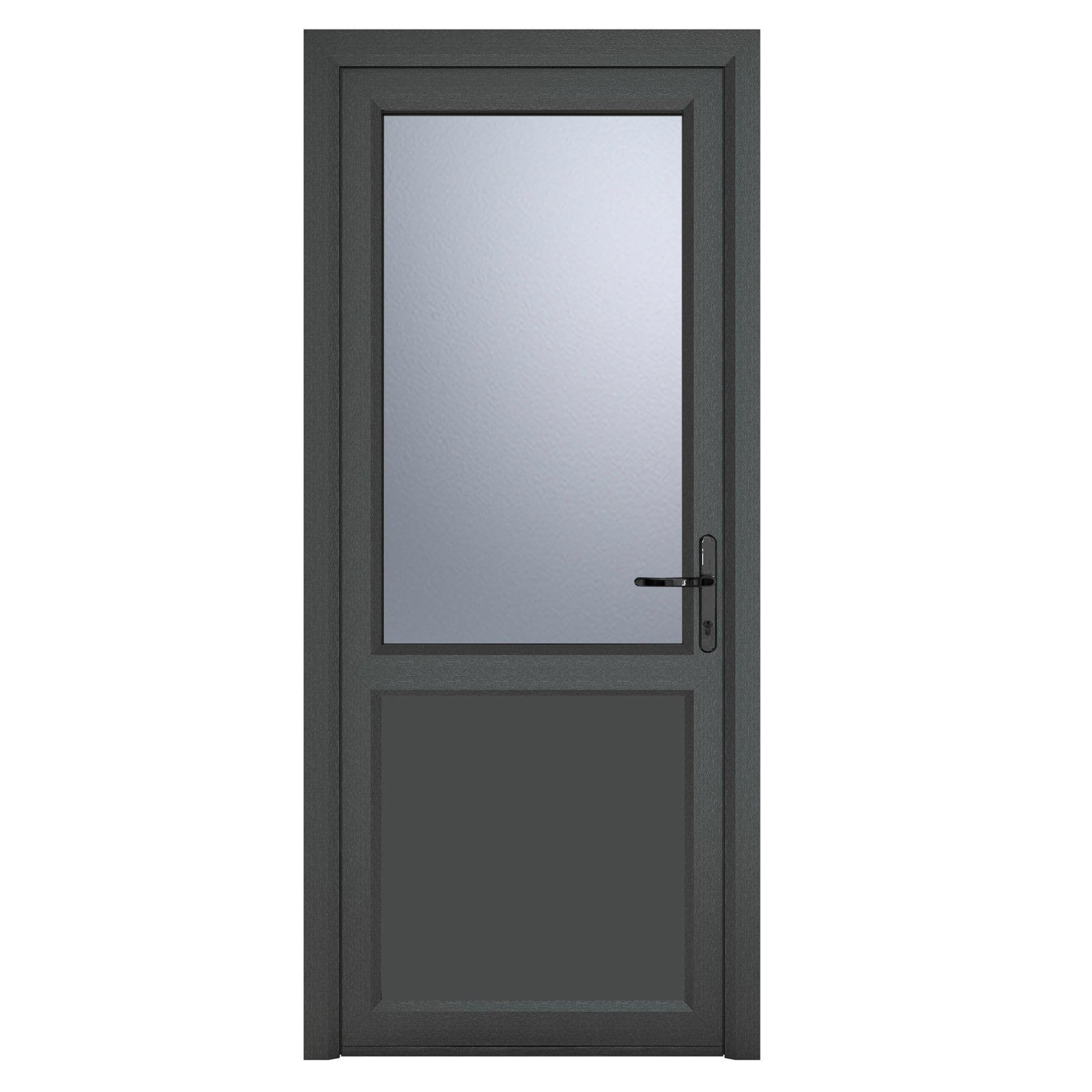 Crystal Direct Crystal uPVC Single Door Half Glass Half panel Left hand Obscure in Dark Grey | Size: 840mm x 2090mm