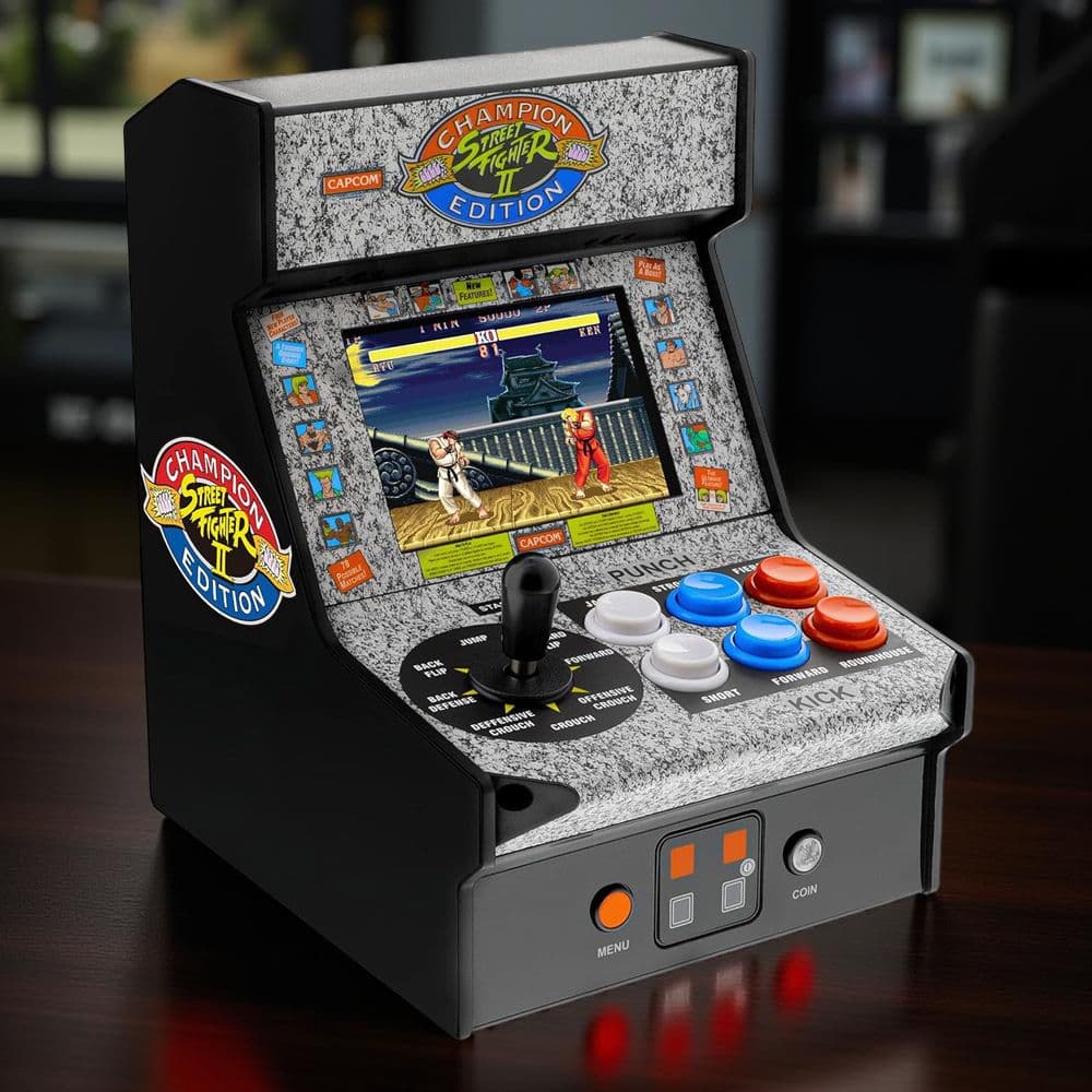 Street Fighter Portable Micro Retro Arcade Console - Classic Fighting-Style Games in Black