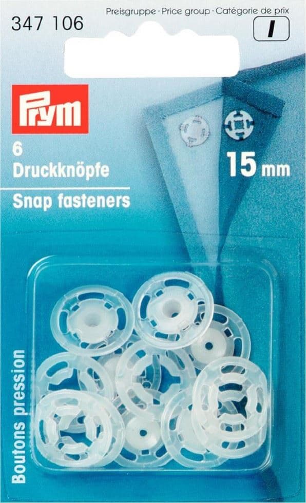 Prym Sew On Plastic Snap Fasteners Transparent