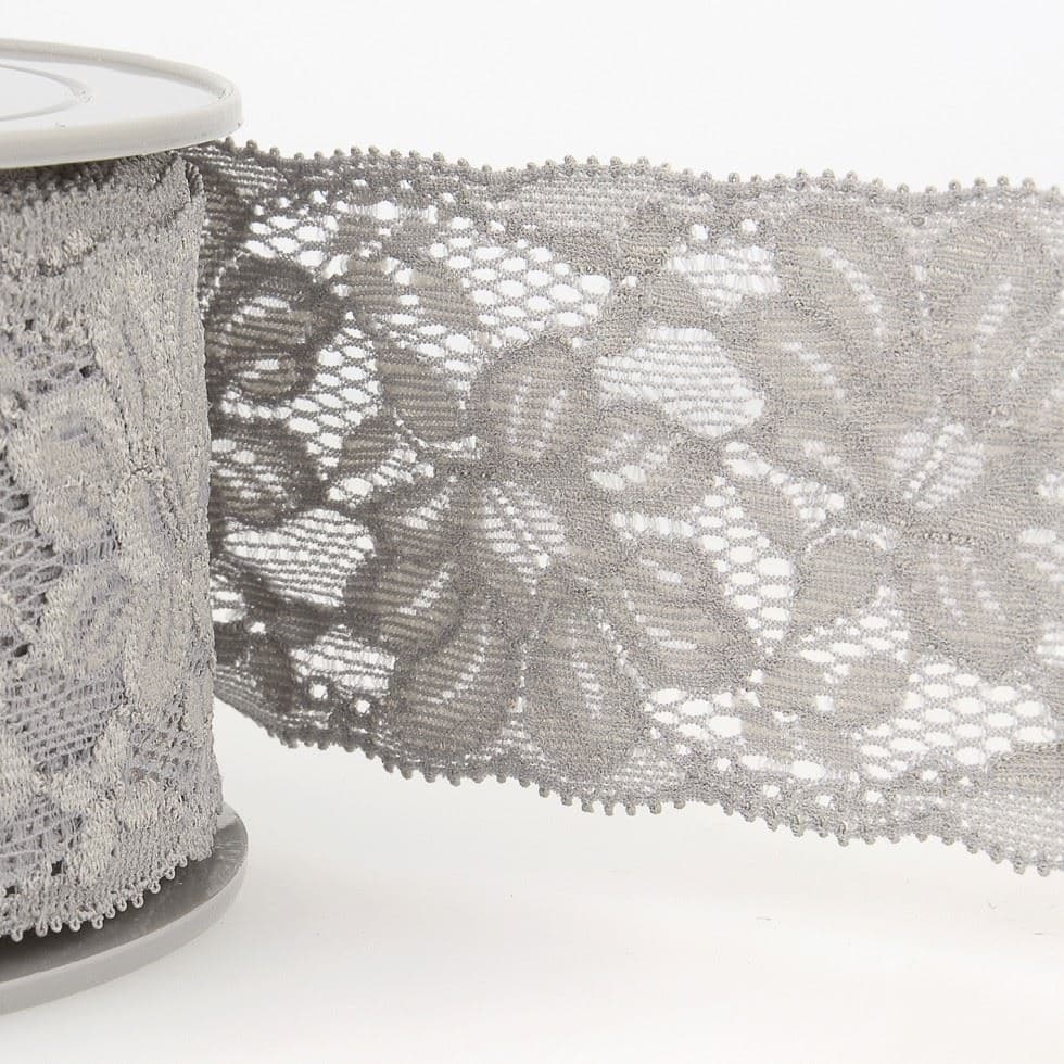 Stephanoise Stretch Lace Trim Grey
