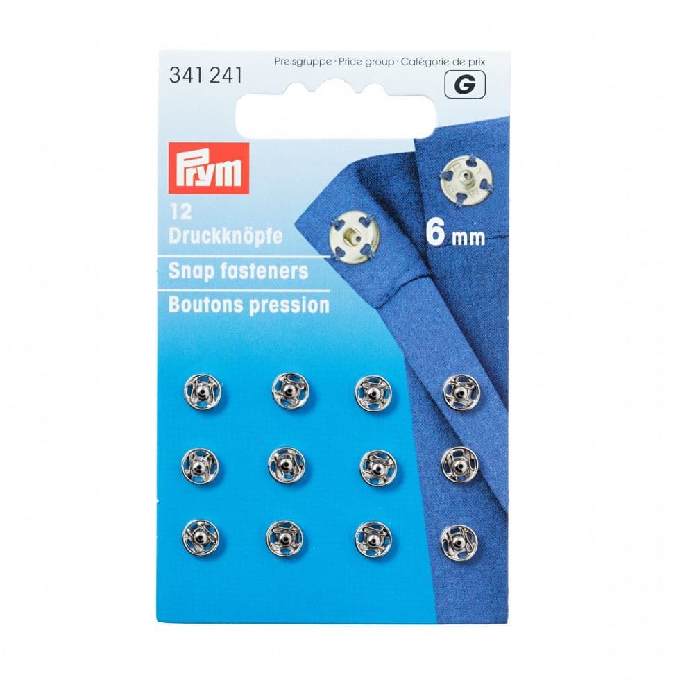 Prym Sew On Metal Snap Fasteners Silver
