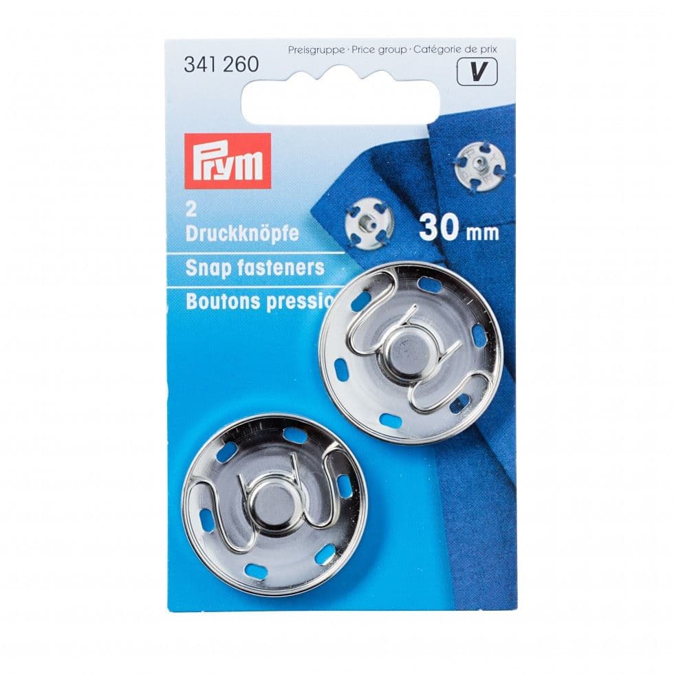 Prym Sew On Metal Snap Fasteners Silver