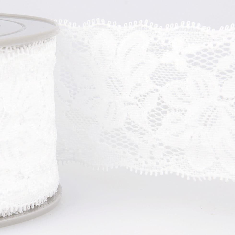 Stephanoise Stretch Lace Trim White