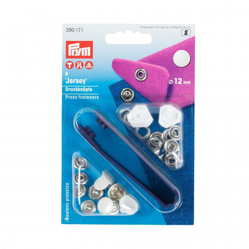 Prym Jersey Cap Snaps Press Fasteners White