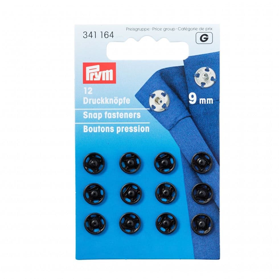 Prym Sew On Metal Snap Fasteners Black