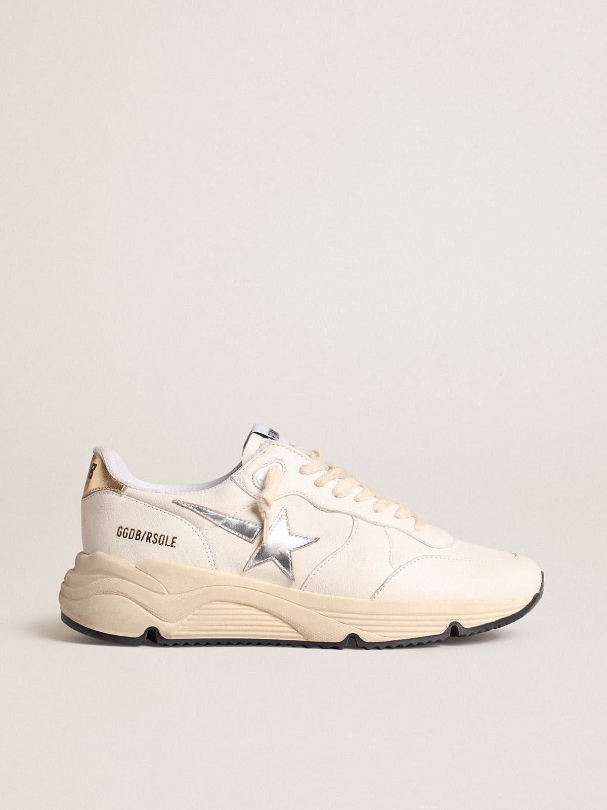 Golden Goose - Running Sole In Nappa With Silver Star And Gold Leather Heel Tab, Woman, Size: 38