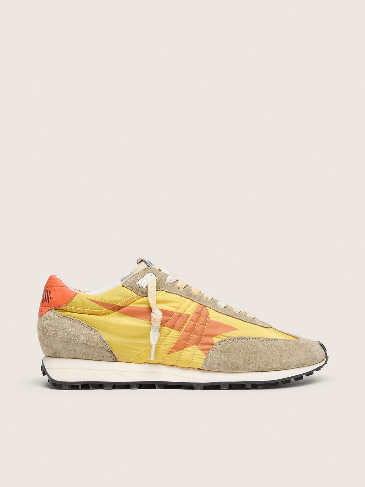 Golden Goose - Women’s Marathon With Yellow Nylon Upper And Orange Star, Woman, Size: 37