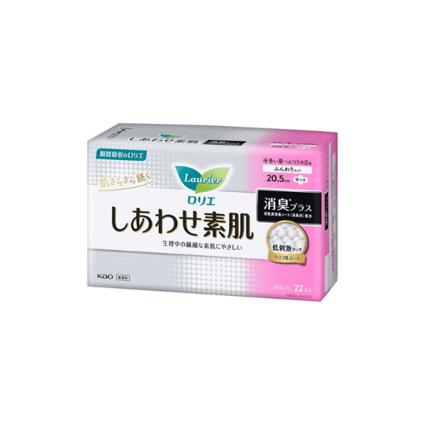 Kao - Laurier Shiawase Sokuhada Deodorant Plus Heavy Daily Use With Wings 20.5cm - 22pcs
