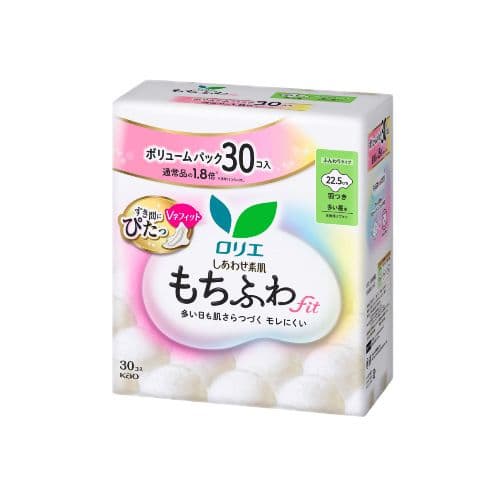 Kao - Laurier Shiawase Sokuhada Mochi-Fuwa Fit Heavy Daytime Use With Wings 22.5cm - 30pcs