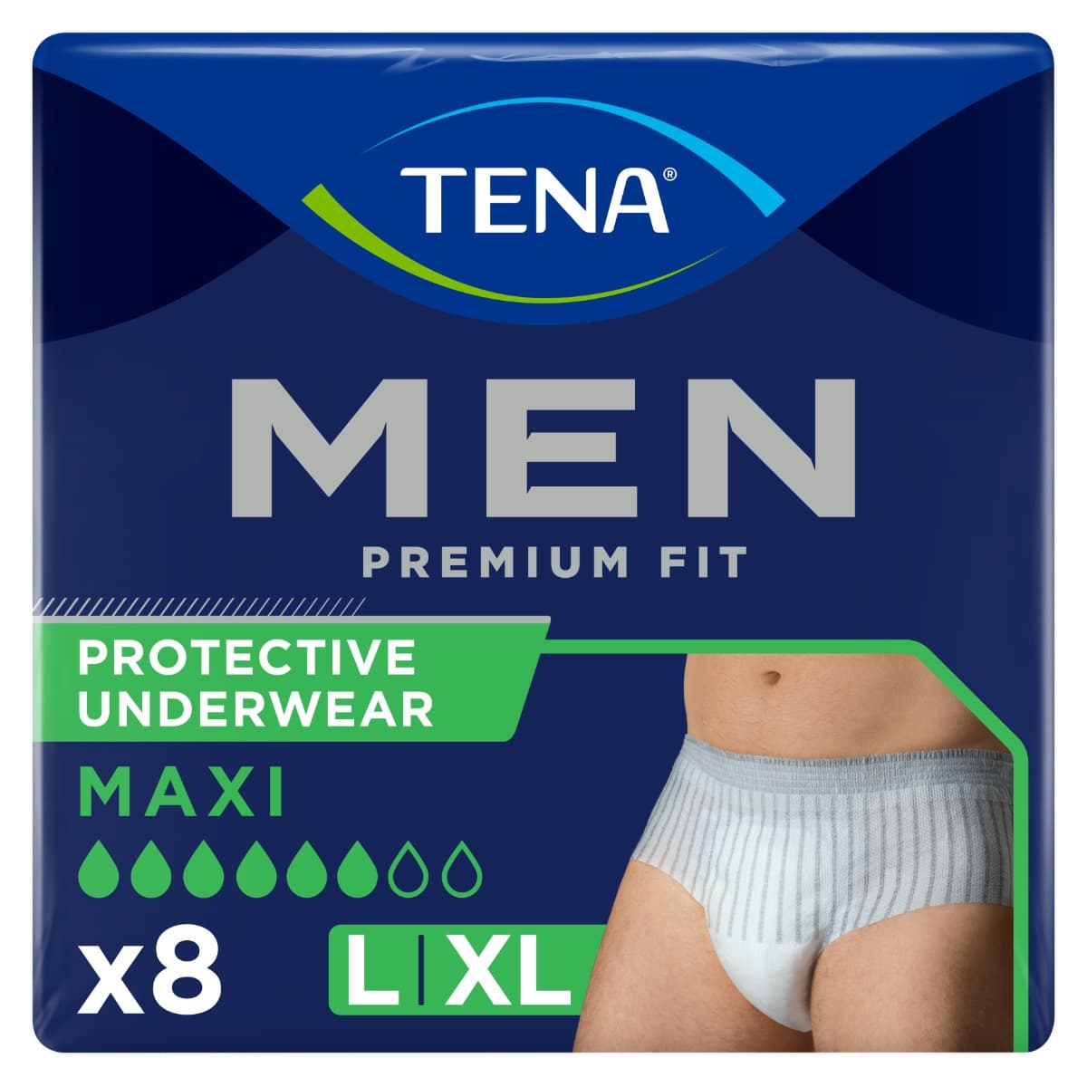 Tena Men Premium Fit Protective Underwear Maxi L/XL ( 95-130cm) – Pack 8