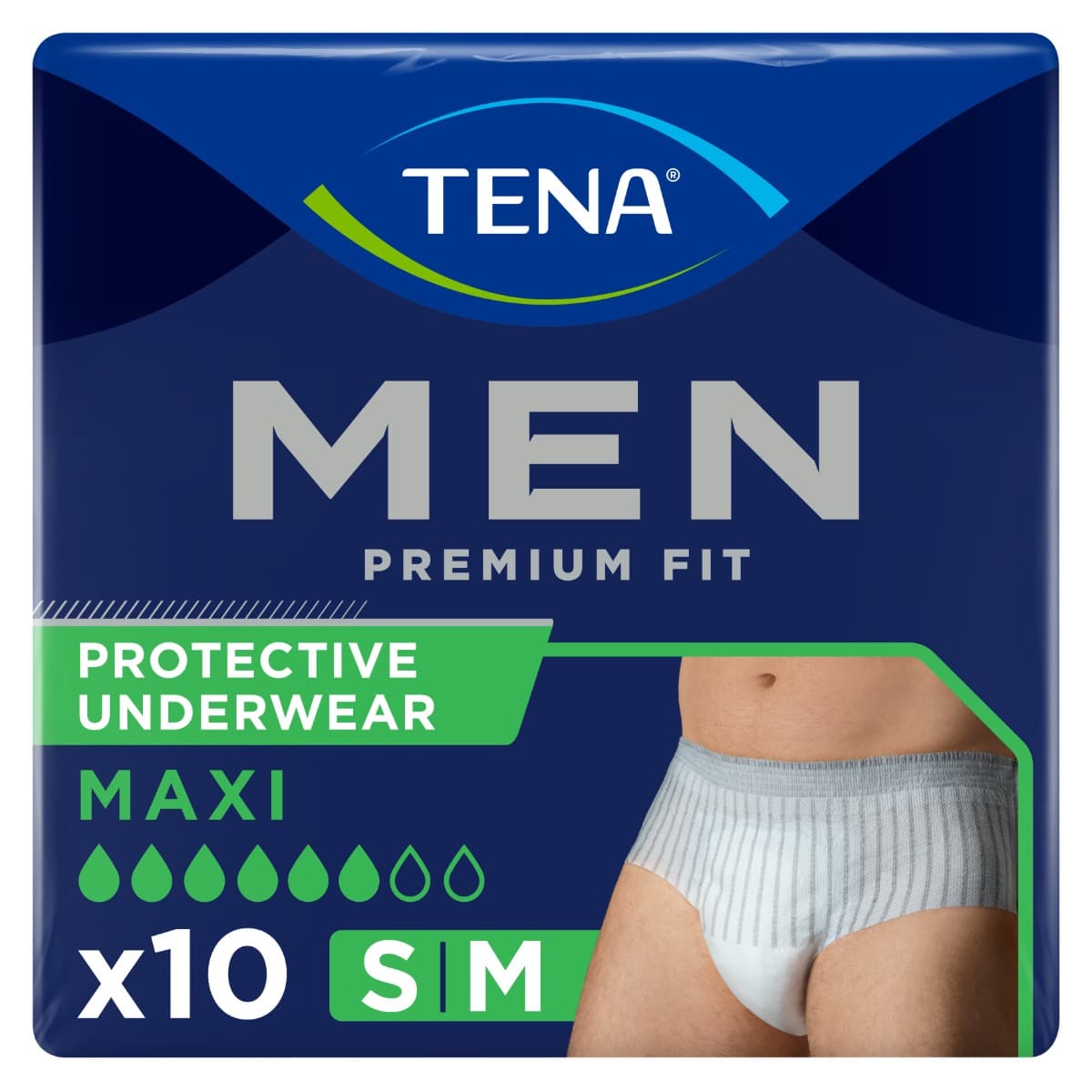 Tena Men Premium Fit Protective Underwear Maxi S/M (75-100cm) – Pack 10