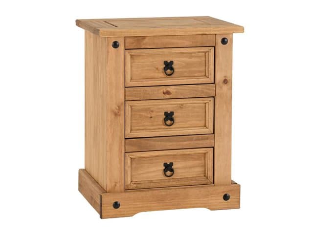 Seconique Corona Pine 3 Drawer Bedside Table