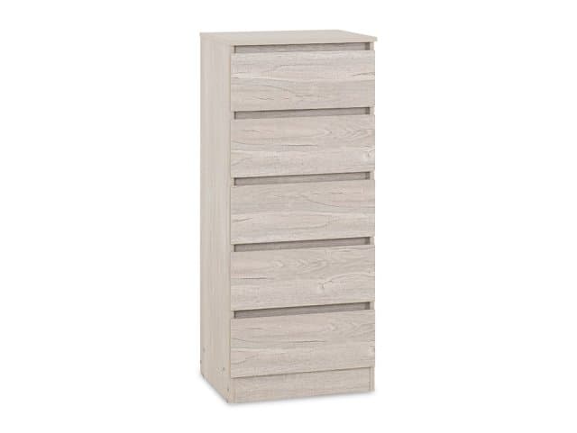 Seconique Malvern Urban Snow 5 Drawer Tall Narrow Chest of Drawers