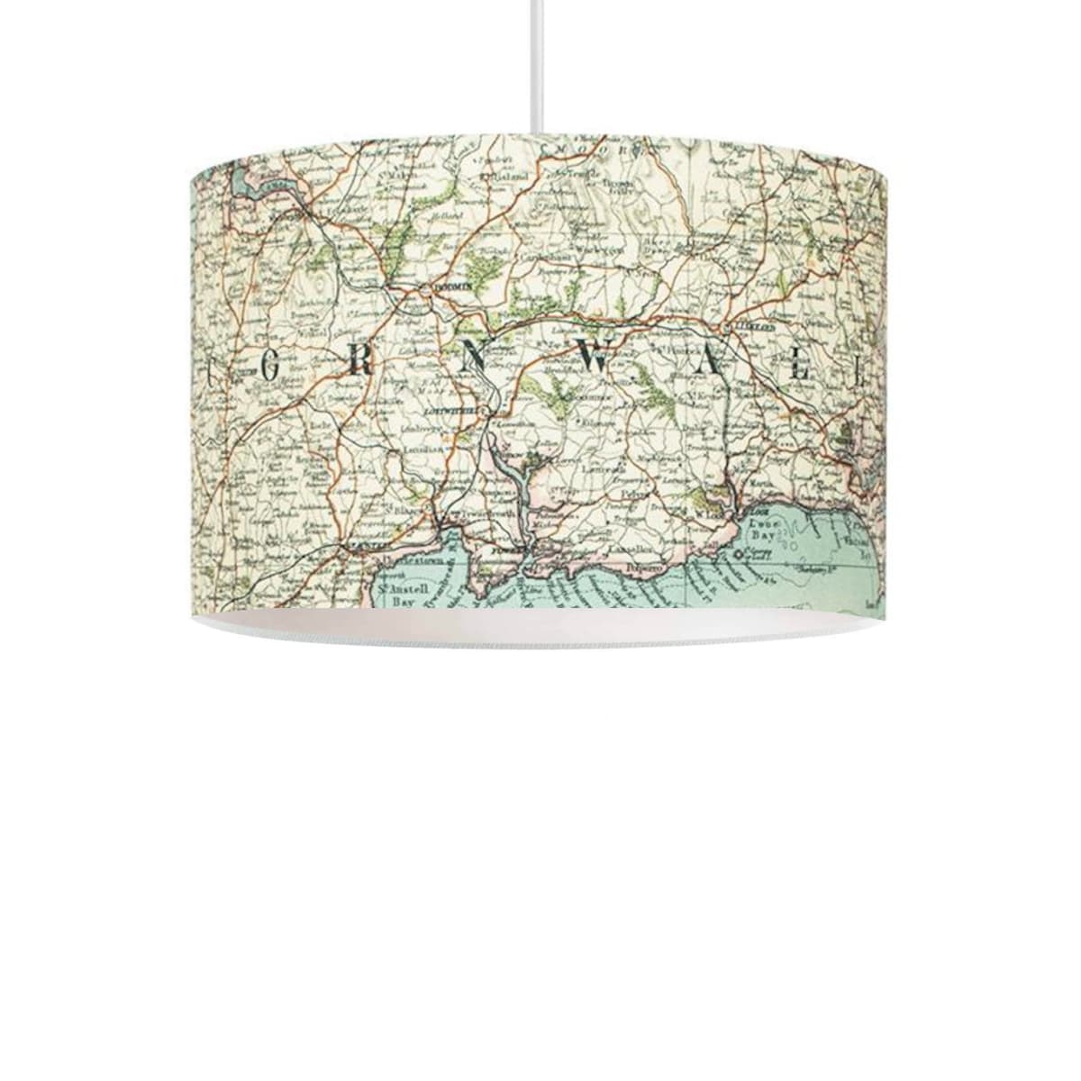 Personalised Map Pendant Lampshade-Velour Velvet-30 x 21cm
