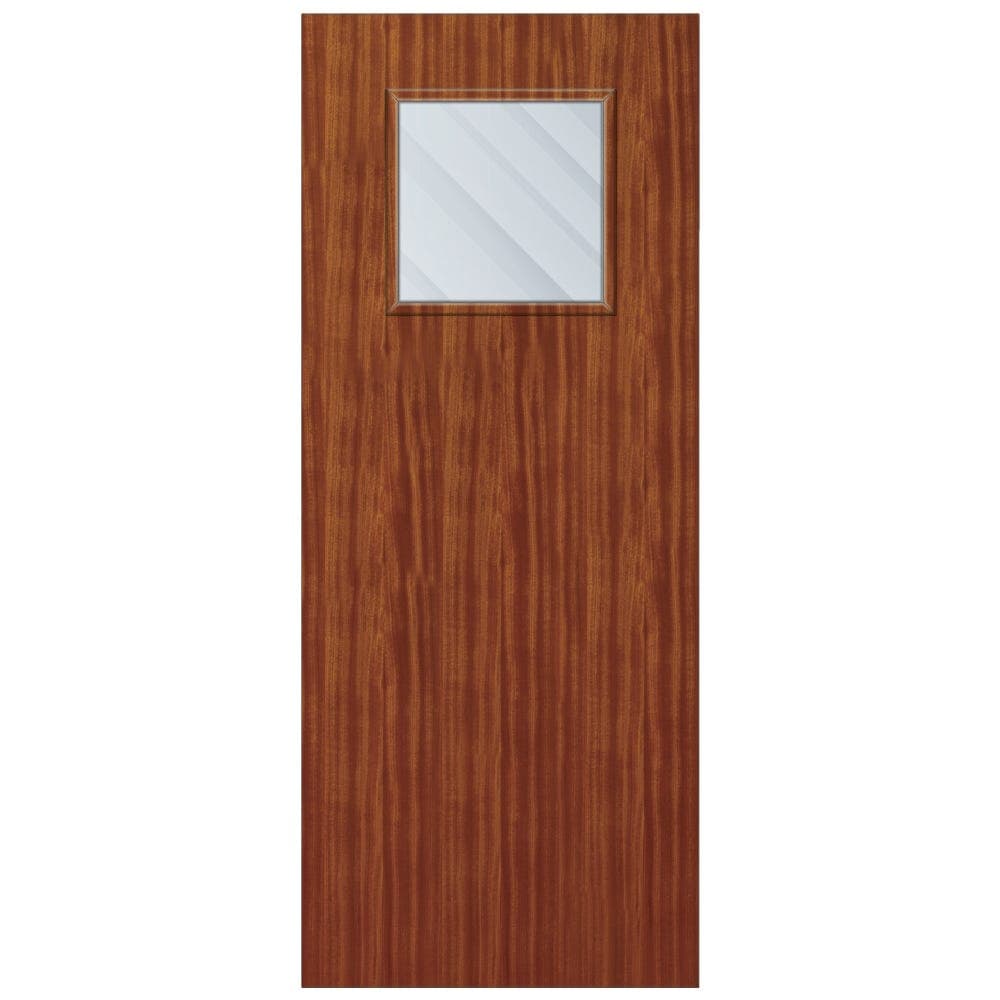QTD Sapele Cellular Core Clear Laminate Glazed Internal Door 1981mm x 762mm x 44mm | 450mm x 450mm VP