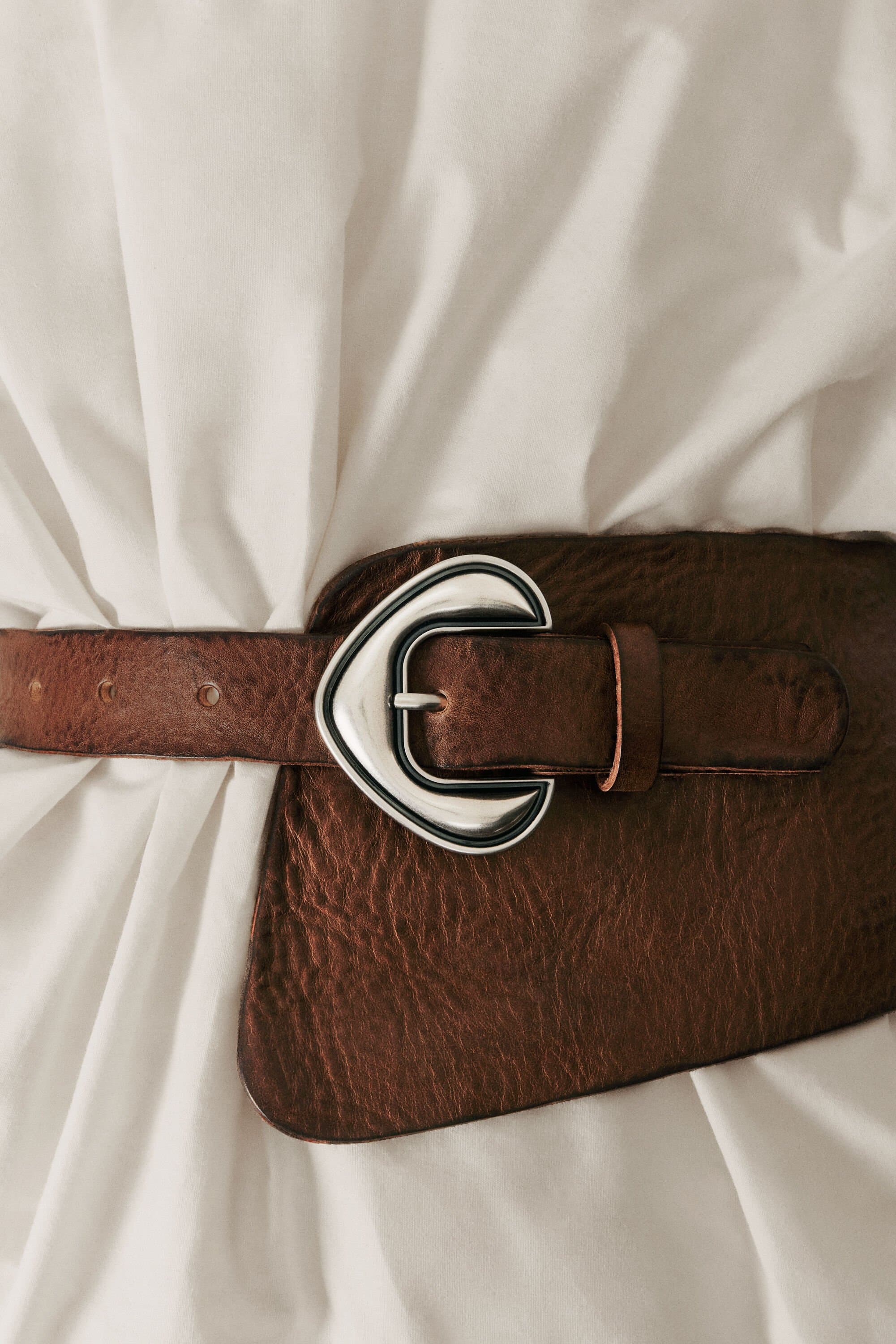 Desigual, Studio leather sash belt, Cow Leather, Brown, 95