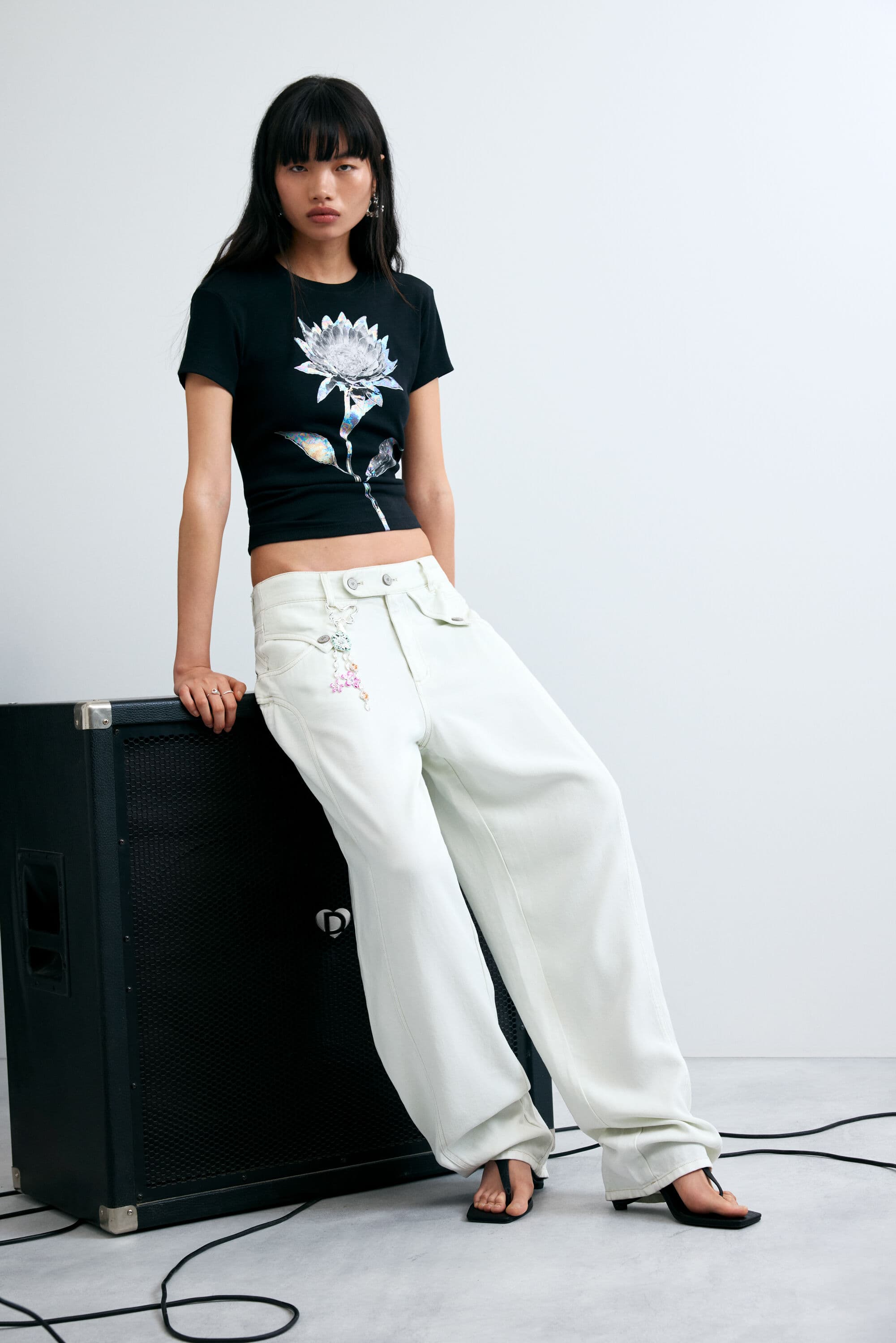 Desigual, Baggy Pants Buttons, Women, Lyocell, White, 44