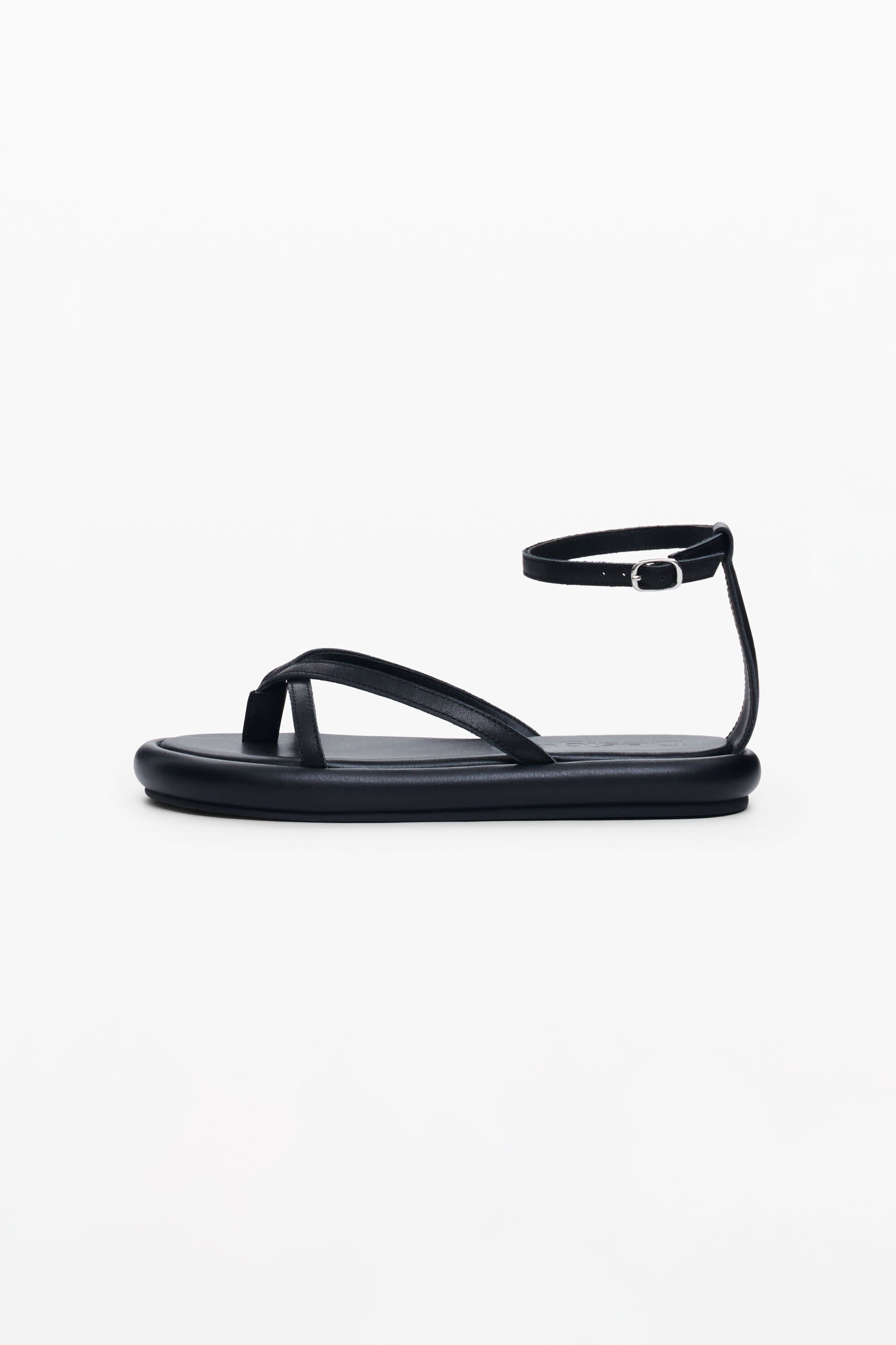 Desigual, Ankle strap flat sandal, Women, Cow Leather, Black, 39