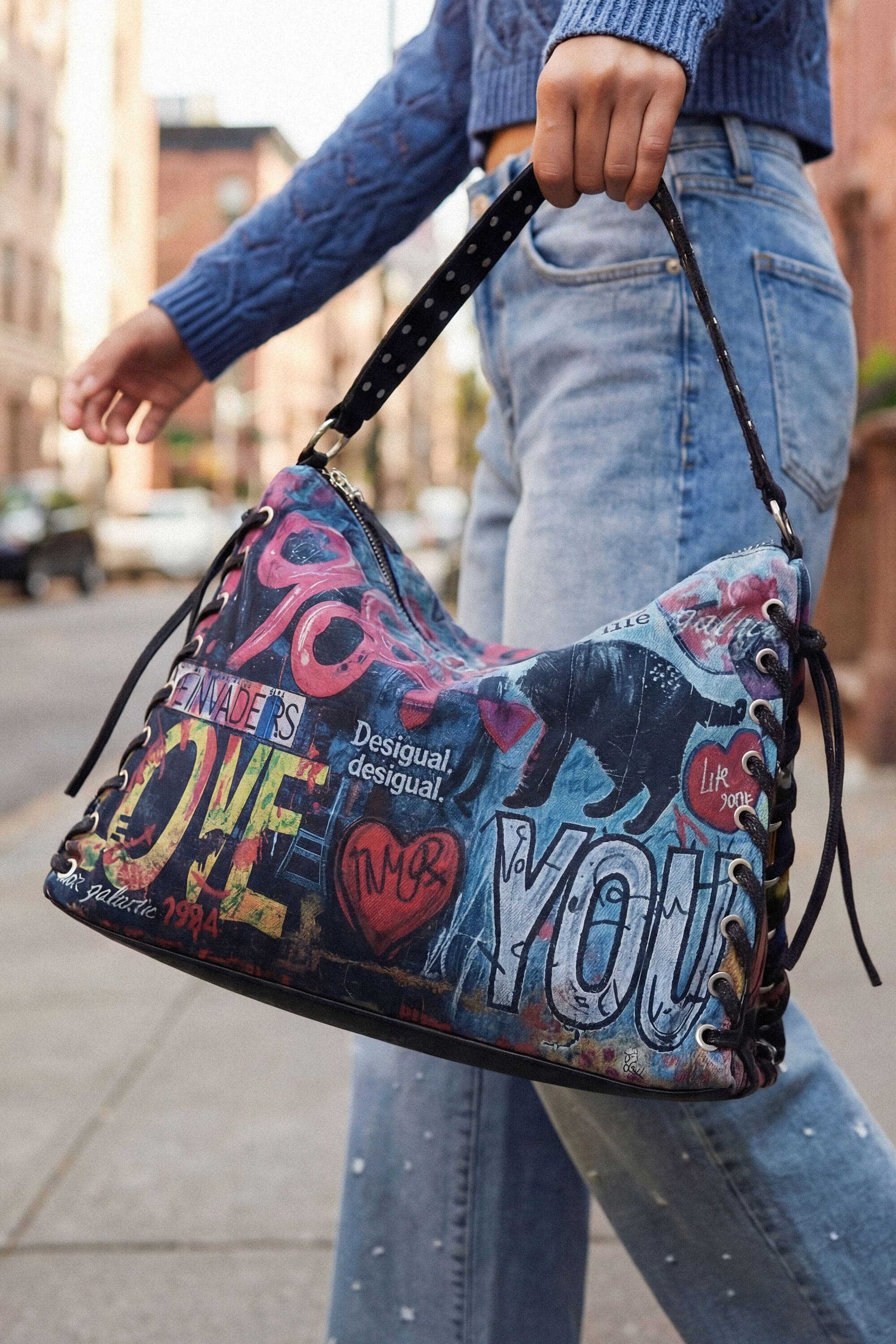 Desigual, Large graffiti bag, Women, Cotton, U