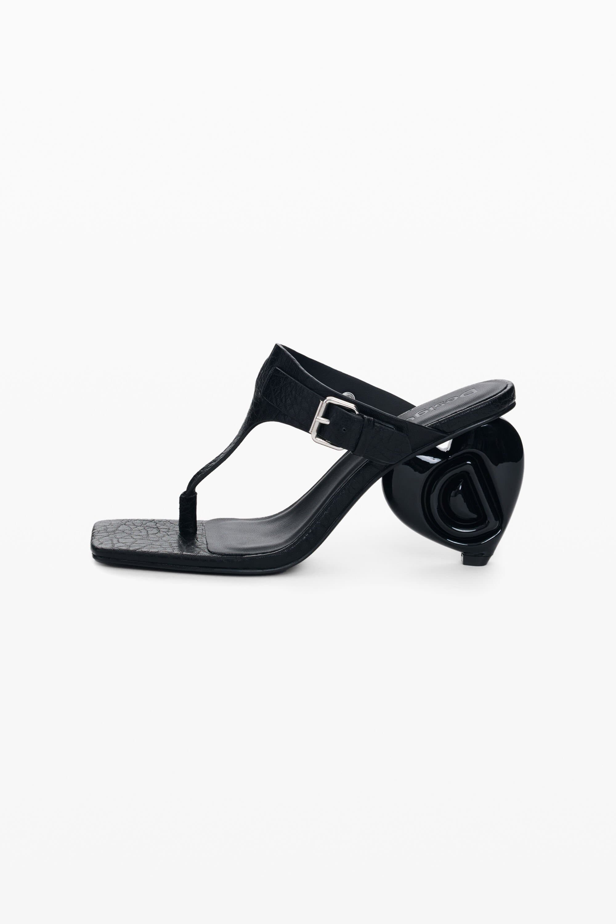 Desigual, Heeled sandal leather effect, Women, Polyurethane, Black, 39