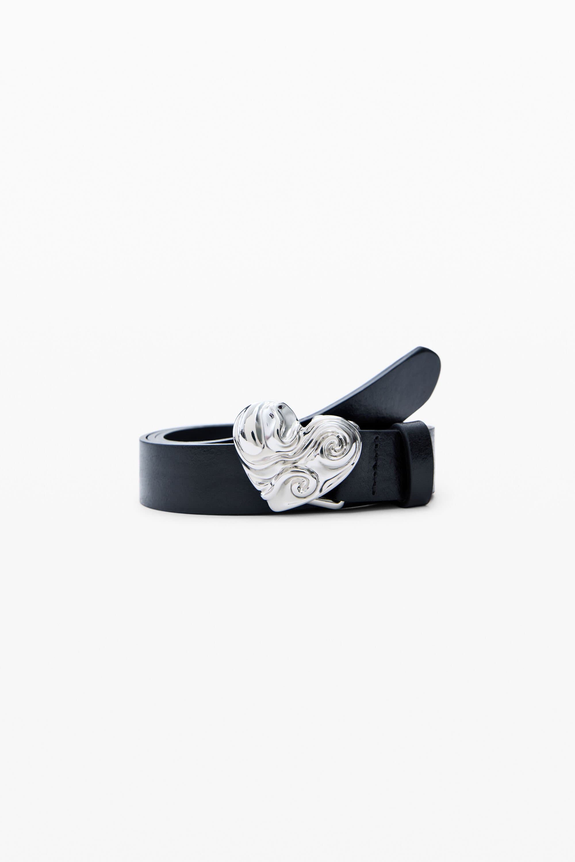 Desigual, LEATHER HEART BELT, Cow Leather, Black, 95