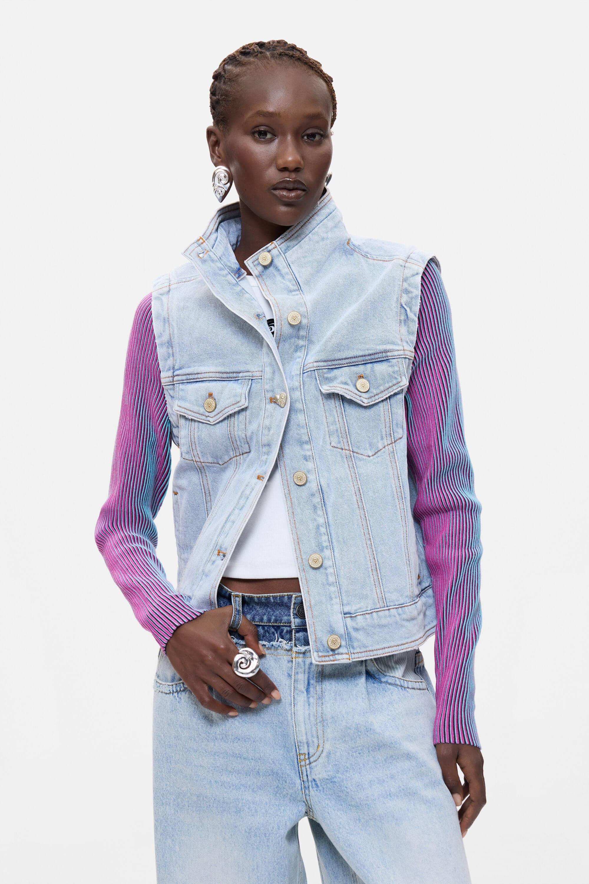 Desigual, Detachable jacket, Women, Cotton, Blue, XL