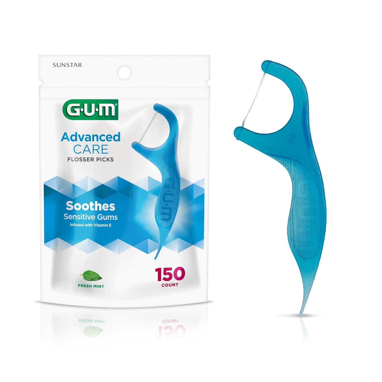 GUM Advanced Care Flossers, Fresh Mint, Vitamin E & Fluoride, 150 Count
