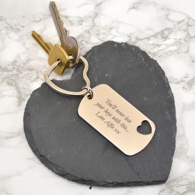 Personalised Heart ID tag Key Ring