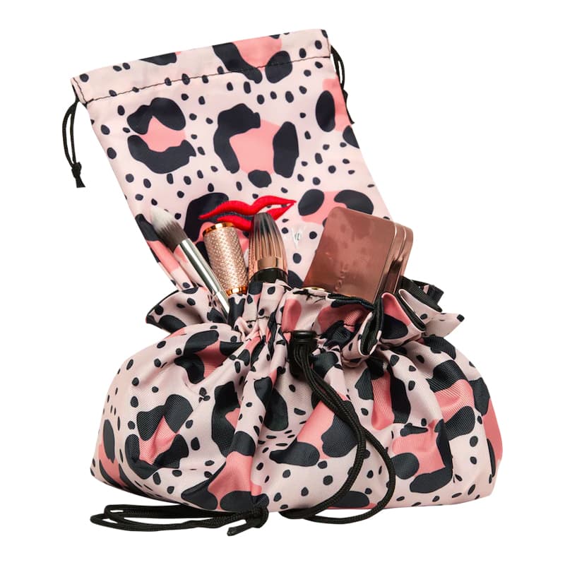 Donna May London Lay Flat Washable Collection Makeup Bag Nude Leopard