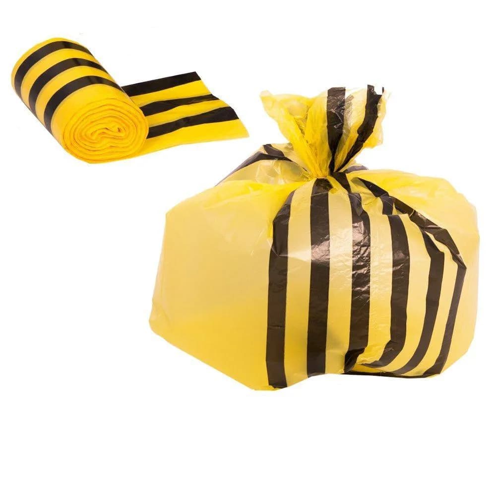Medium-Duty Tiger Stripe Waste Bags Yellow 70L 50 Pack