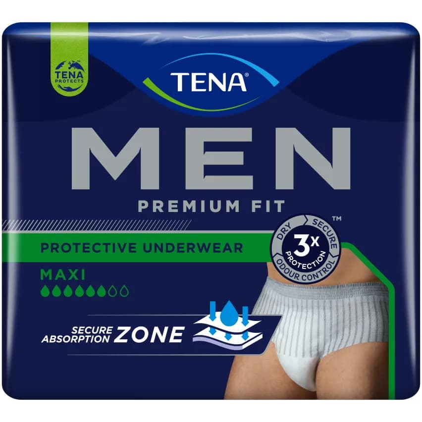 TENA Men Premium Fit Protective Underwear Maxi Small/Medium (1350ml) 10 Pack