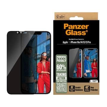 iPhone 17e/16e/14/13/13 Pro PanzerGlass Ultra-Wide Fit Privacy EasyAligner Screen Protector - Black Edge