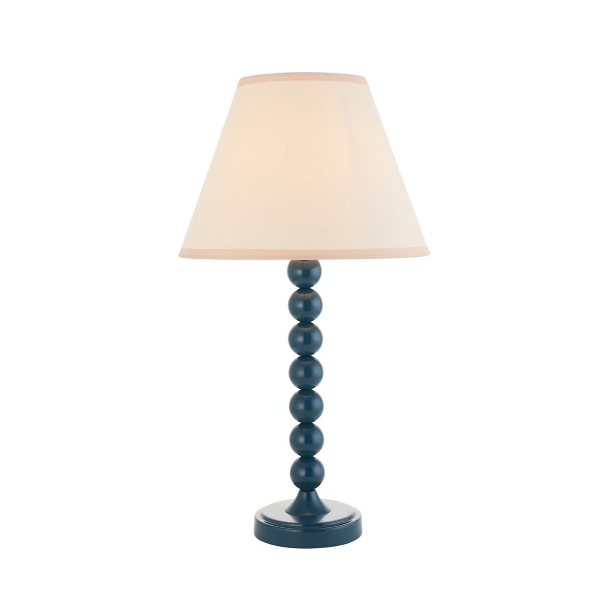 Higgledy Gloss Marlin Blue Paint Table Lamp with Vintage White Fabric Ivy Shade 25cm E14