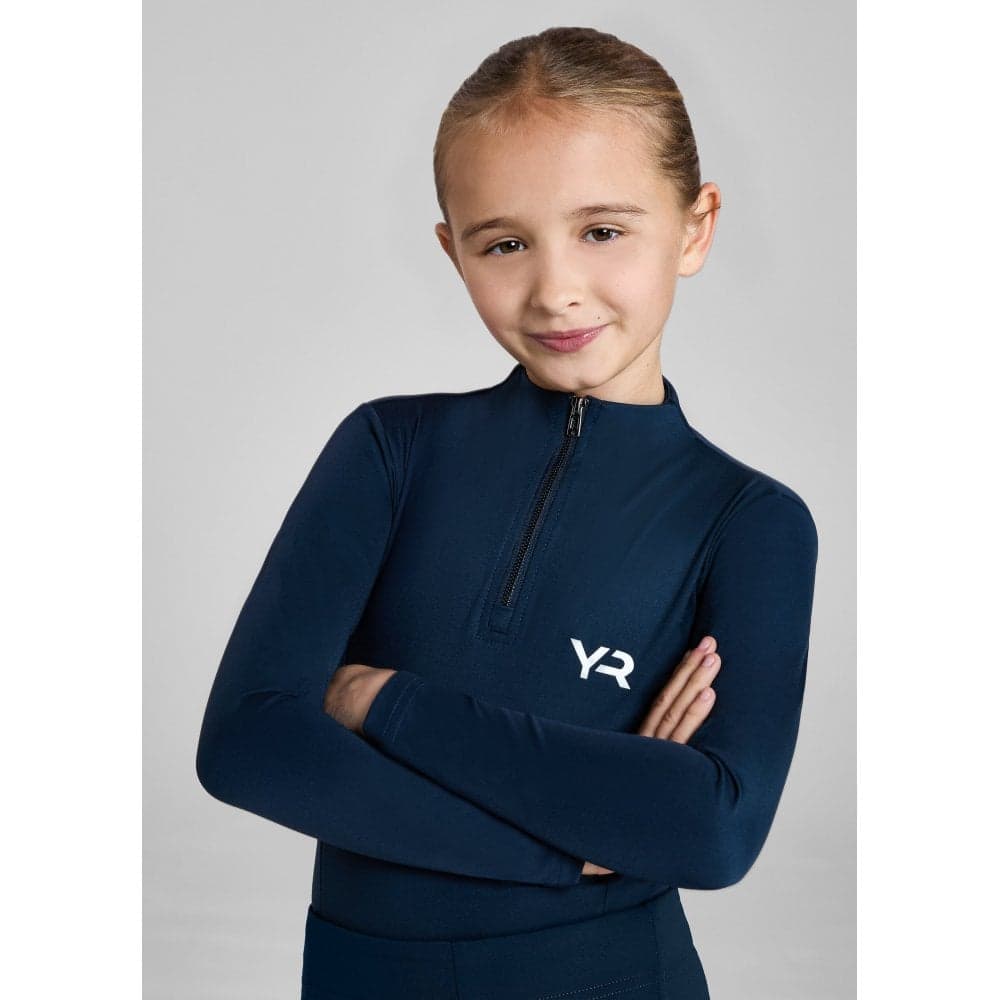 Aztec Diamond Young Rider Long Sleeved Base Layer - Navy Blue Size: 10