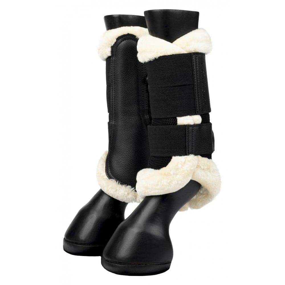 LeMieux Fleece Edged Mesh Brushing Boot - Black/Natural Size: Medium