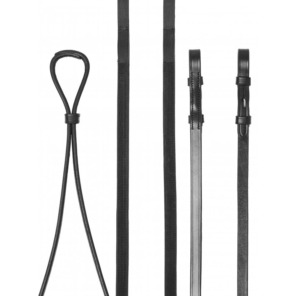 LeMieux Hunter Half Lined Curb Rein - Black/Silver Size: Pony