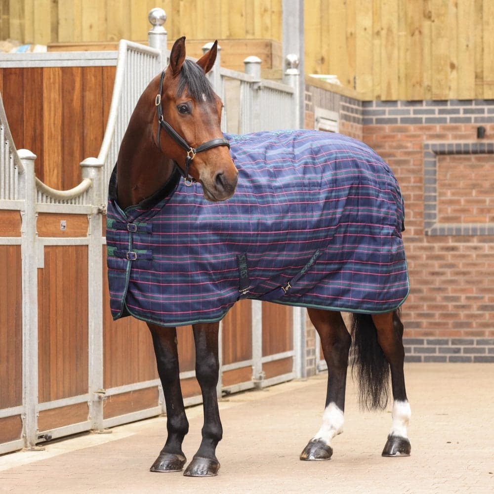 Shires Tempest Plus 100 Stable Rug - Navy Tartan Size: 6ft3