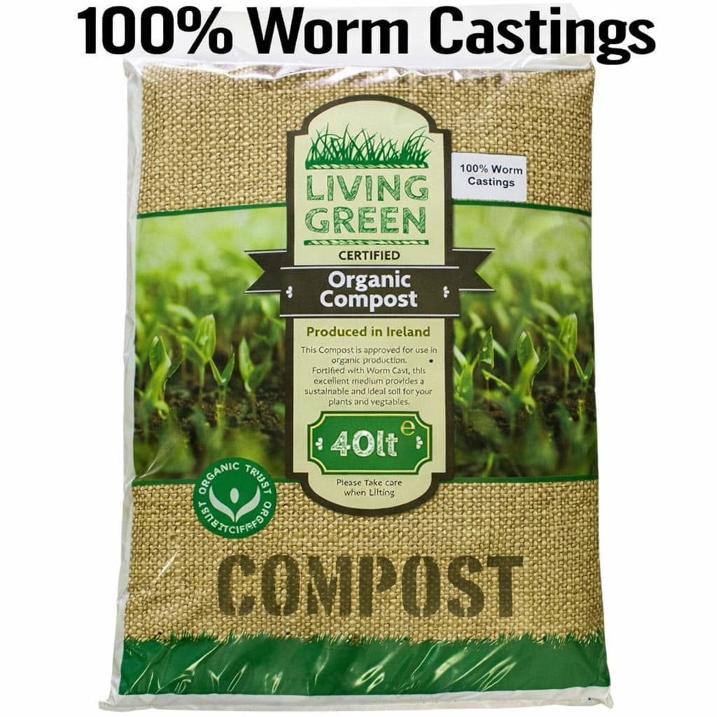 Living Green Worm Compost 100% Organic Vermicompost 40L Bag Brown Polypropylene