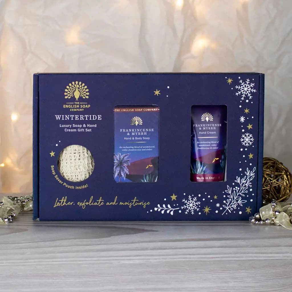 Wintertide Frankincense and Myrrh Luxury Soap and Hand Cream Gift Set The English Soap Company