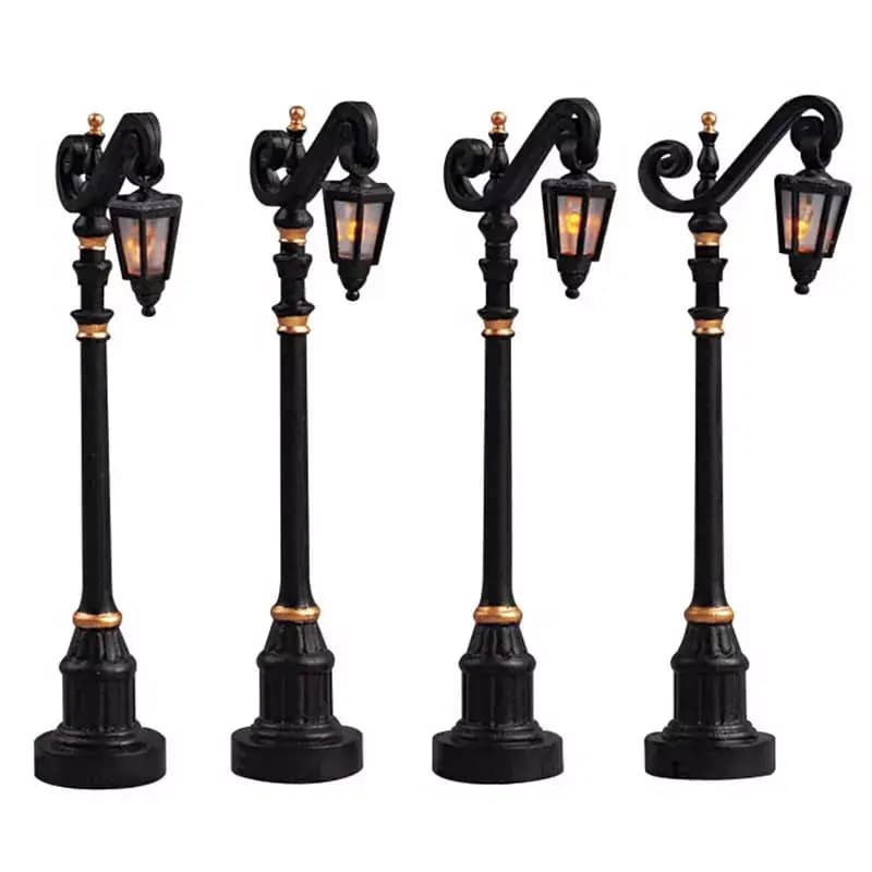 COLONIAL STREET LAMP, SET OF 4, B/O (4.5V)