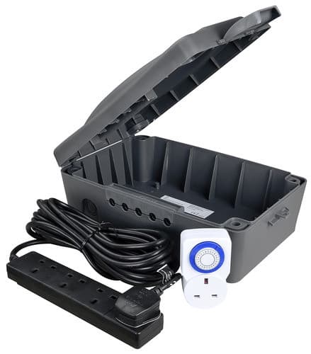 Wp Box + 4 Skt 6M 13A Ext Tmr Black WBXBFG8BTMS24-MP